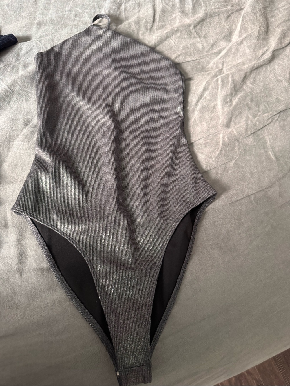ALO Yoga Shimmer Metallic Gray One-Piece